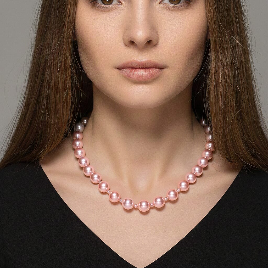 Pink Shell Pearl &amp; Strawberry Quartz Necklace (Size 20 - 2 Ext) 349.00 Ct. 8204764 8