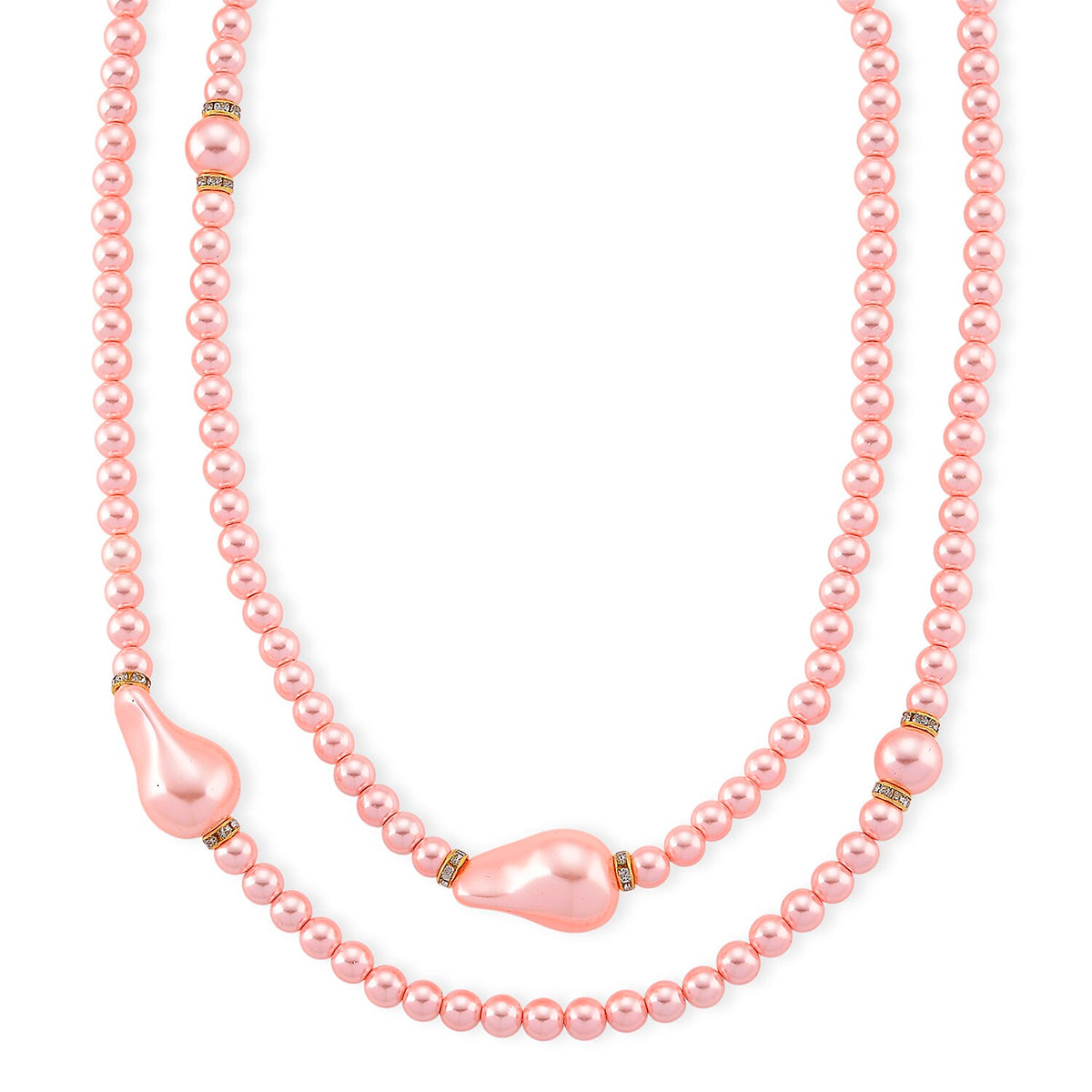Pink Shell Pearl &amp; White Crystal Necklace 282.00 Ct. 8227393 0