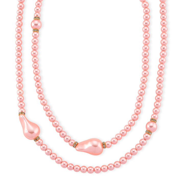 Pink Shell Pearl &amp; White Crystal Necklace 282.00 Ct. 8227393 1