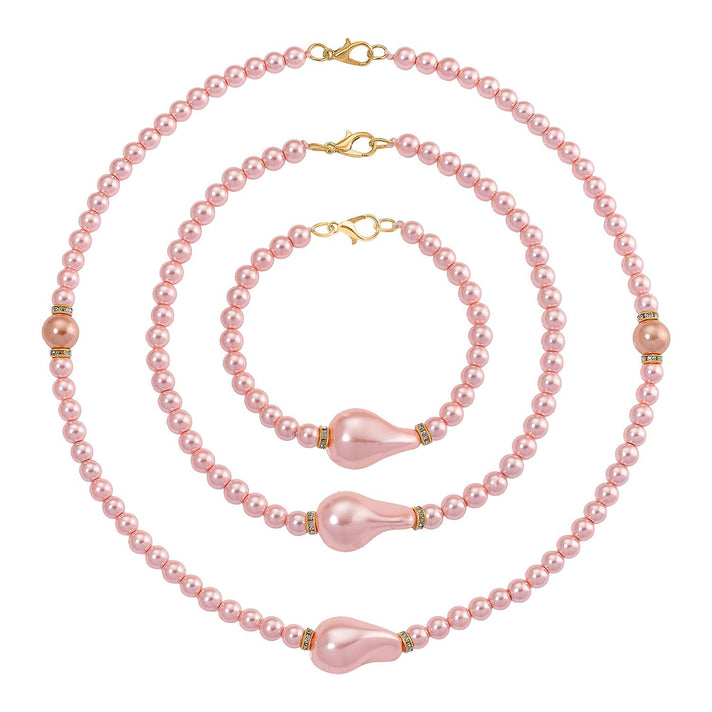 Pink Shell Pearl &amp; White Crystal Necklace 282.00 Ct. 8227393 2