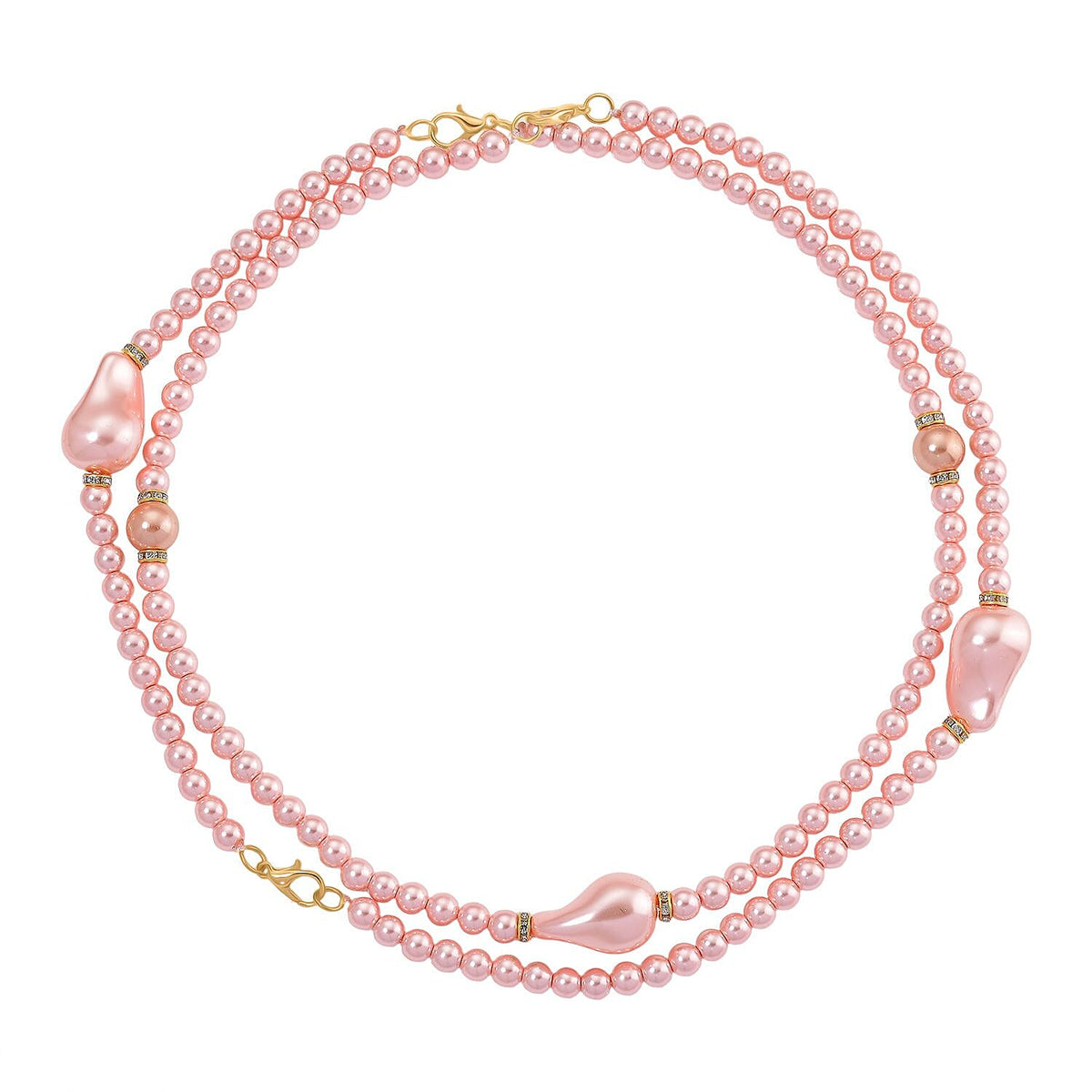 Pink Shell Pearl &amp; White Crystal Necklace 282.00 Ct. 8227393 5