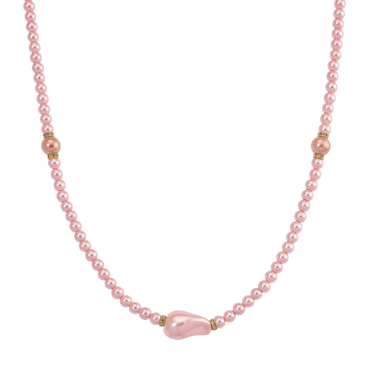 Pink Shell Pearl &amp; White Crystal Necklace 282.00 Ct. 8227393 7