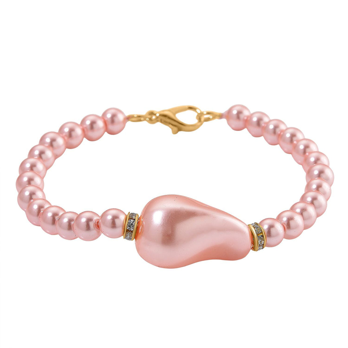Pink Shell Pearl &amp; White Crystal Necklace 282.00 Ct. 8227393 11