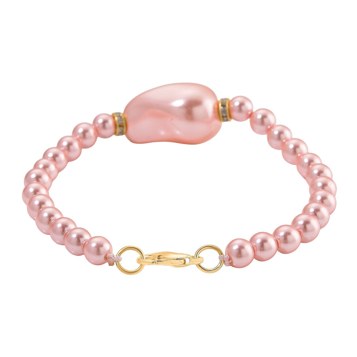 Pink Shell Pearl &amp; White Crystal Necklace 282.00 Ct. 8227393 12