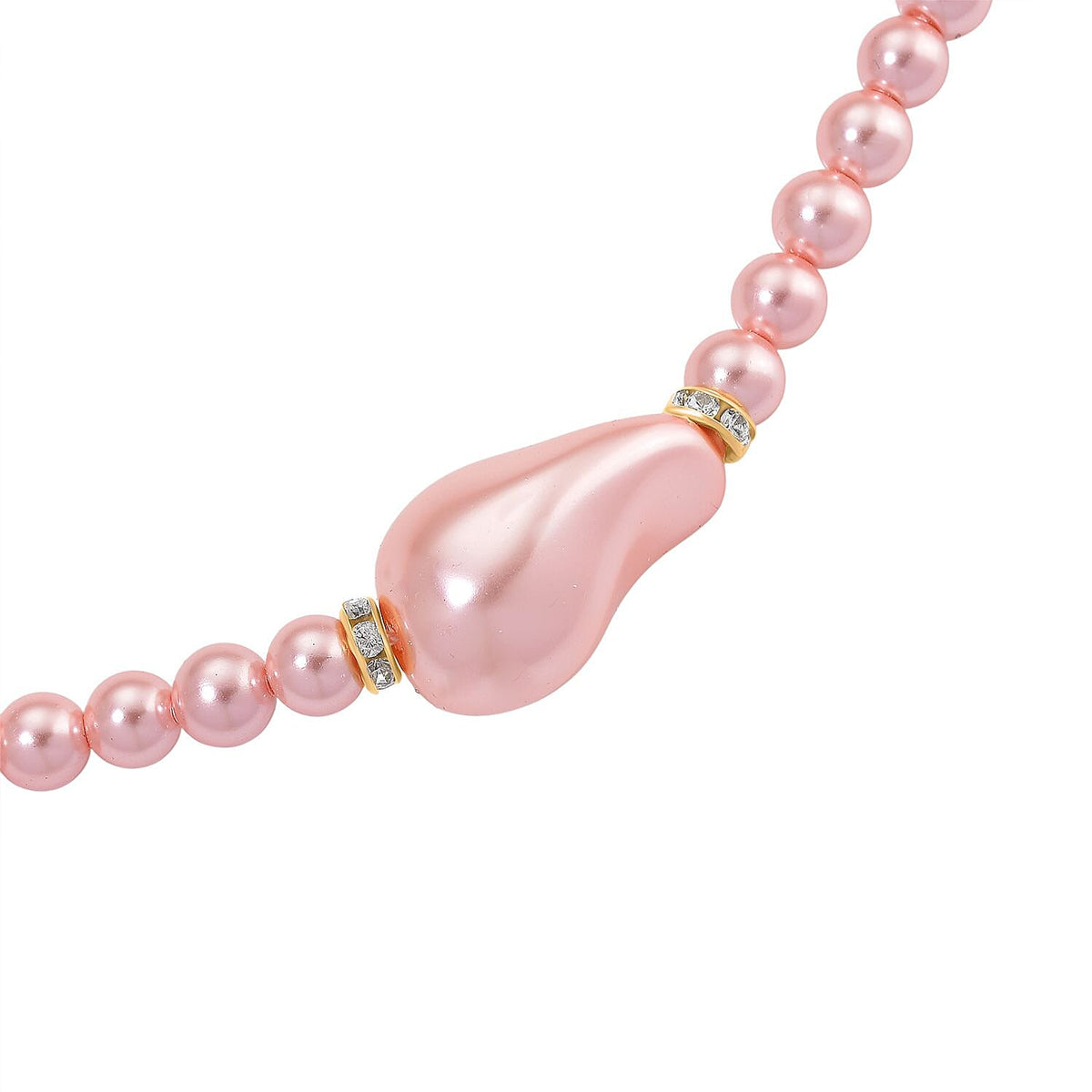 Pink Shell Pearl &amp; White Crystal Necklace 282.00 Ct. 8227393 13