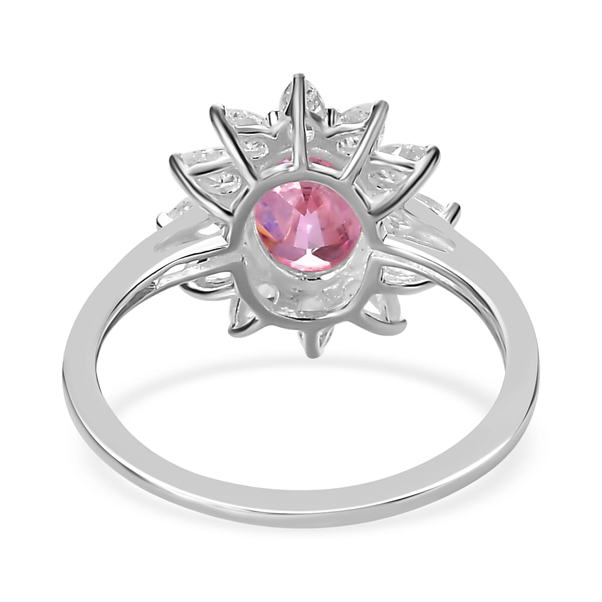 NY Close Out - Pink &amp; White Cubic Zirconia Halo Ring in Sterling Silver 7568837 4