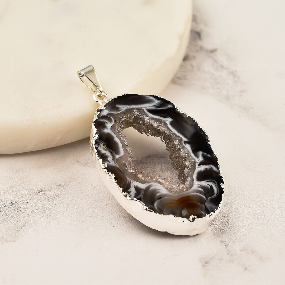 Plain Geode Sire Pendant in Silver Tone 10.00 Ct 7507806 2