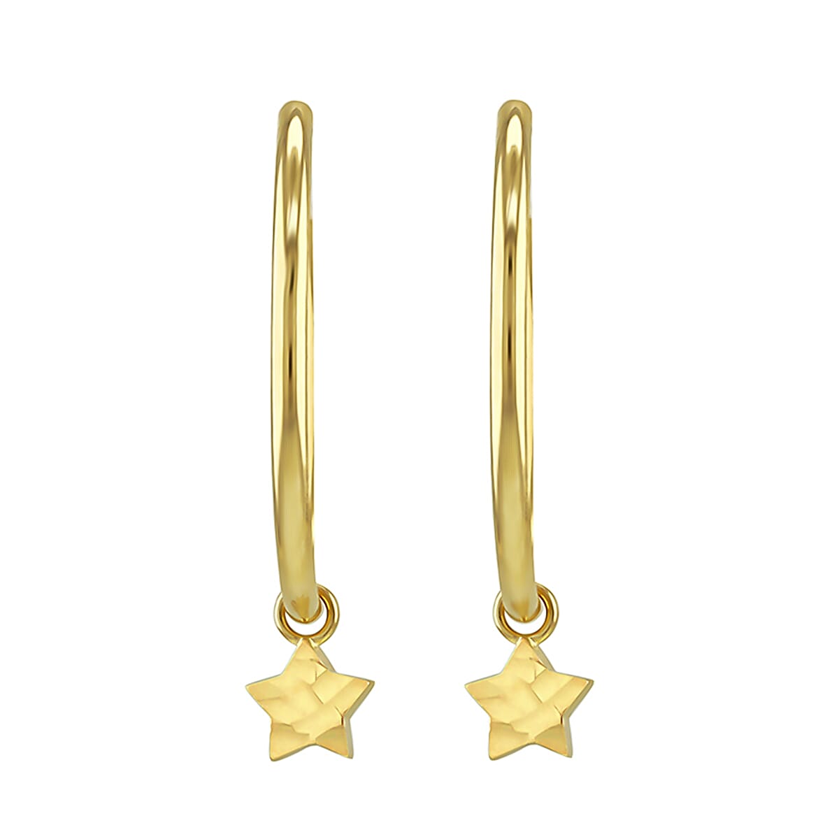 Plain Hoop With Star Drop Earring in 9K Yellow Gold 7567495 1
