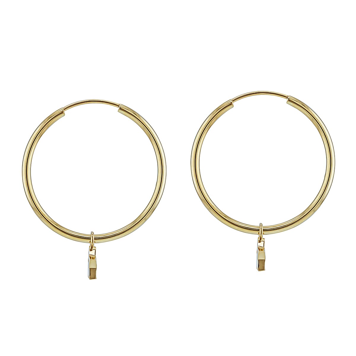 Plain Hoop With Star Drop Earring in 9K Yellow Gold 7567495 2