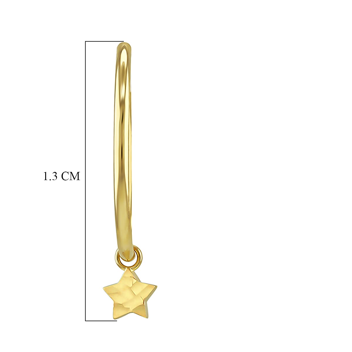Plain Hoop With Star Drop Earring in 9K Yellow Gold 7567495 4