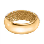 Designer Inspired - Simulated Akoya Pearl Cuff Bangle in Gold Tone