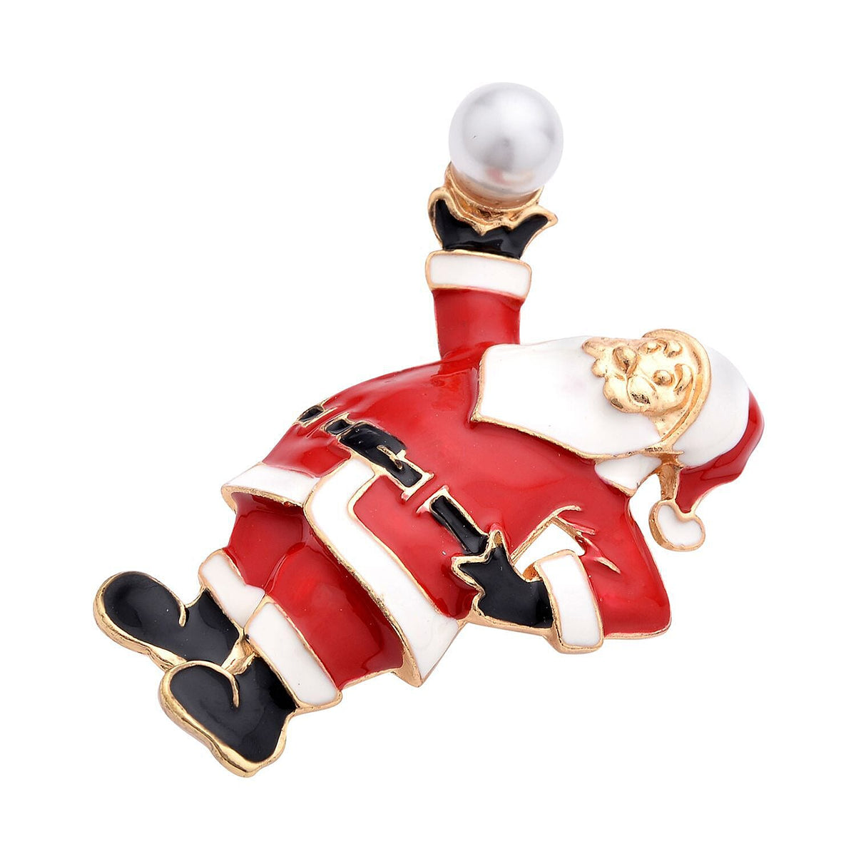 Plastic Pearl Brooch in Yellow Gold Tone With Enamelling. 7268973 2
