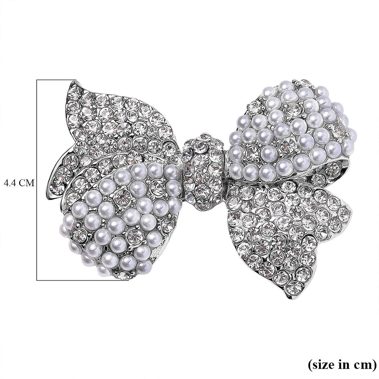 Plastic Pearl and White Crystal Ribbon Brooch 7639650 5