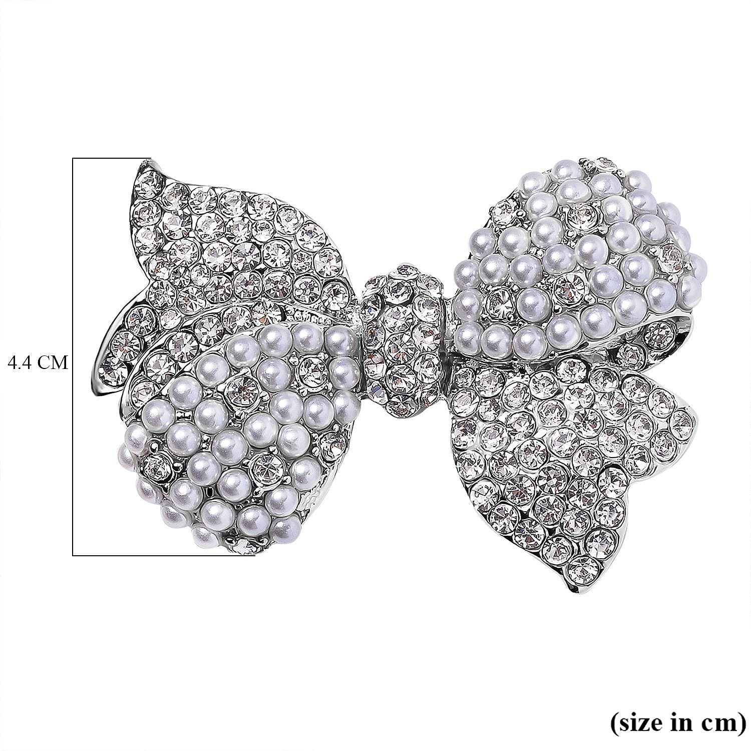 Plastic Pearl and White Crystal Ribbon Brooch 7639650 5