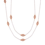 Simulated Pearl & White Austrian Crystal Necklace (Size - 29-2 Inch Ext.) in Rose Gold Tone