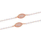 Simulated Pearl & White Austrian Crystal Necklace (Size - 29-2 Inch Ext.) in Rose Gold Tone