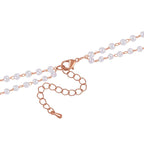 Simulated Pearl & White Austrian Crystal Necklace (Size - 29-2 Inch Ext.) in Rose Gold Tone