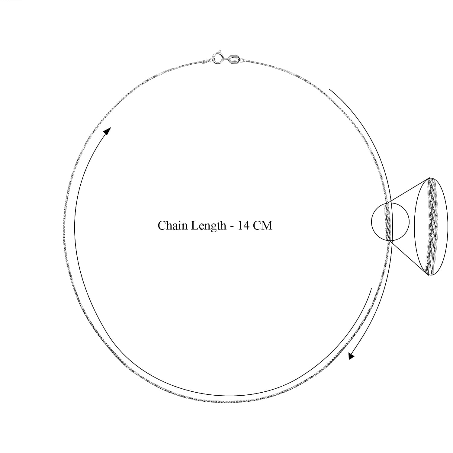 Platinum 0.8 MM Spiga Chain with Spring Ring Clasp 16 Inch Polished, 2.6 Gms 8105530 5