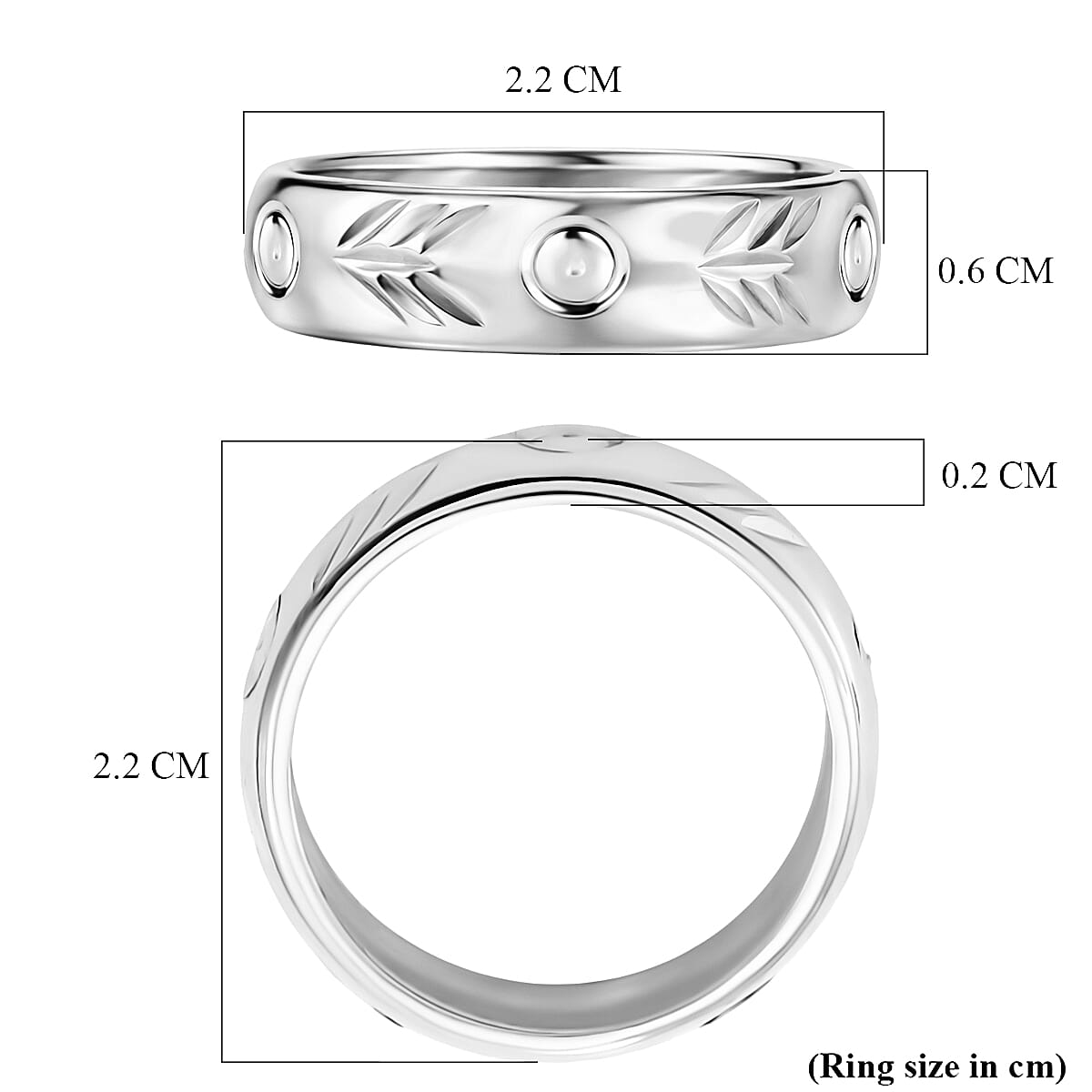 Platinum Overlay Sterling Silver Band Ring V32578271 6