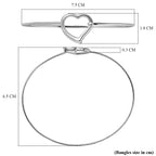 Designer Inspired - Platinum Overlay Sterling Silver Heart Flexi Bangle (Size-7.75)