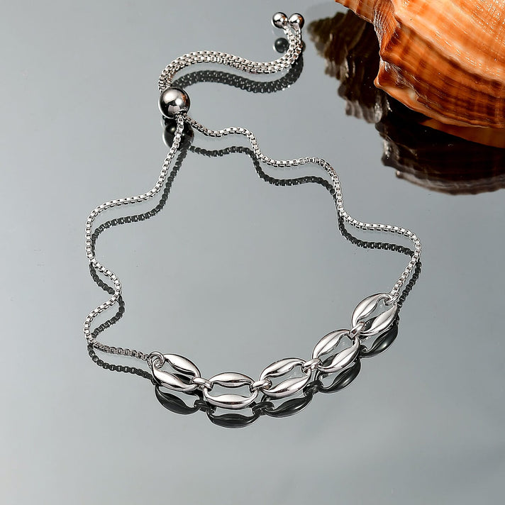 Designer Closeout Deal - Platinum Overlay Sterling Silver Mariner Bracelet (Adjustable Up to Size - 10.5) V32708561 2