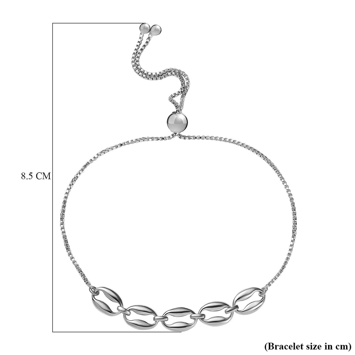 Designer Closeout Deal - Platinum Overlay Sterling Silver Mariner Bracelet (Adjustable Up to Size - 10.5) V32708561 5