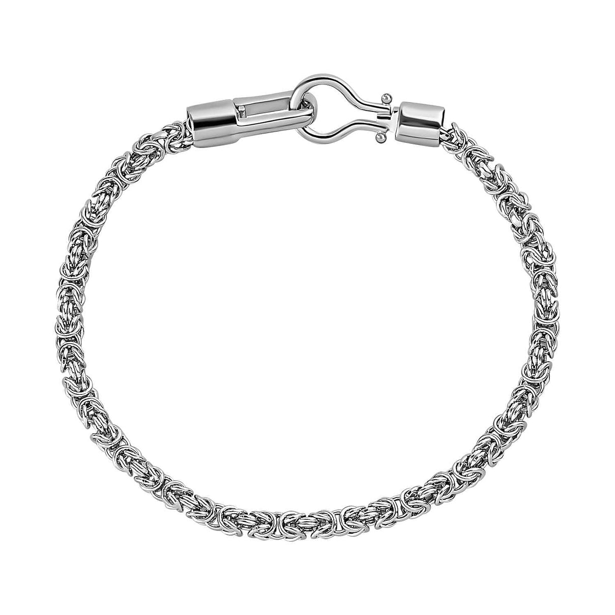 Platinum Overlay Sterling Silver Byzantine Bracelet (Size - 7.5),  Silver Wt. 9 Gms 7563426 0