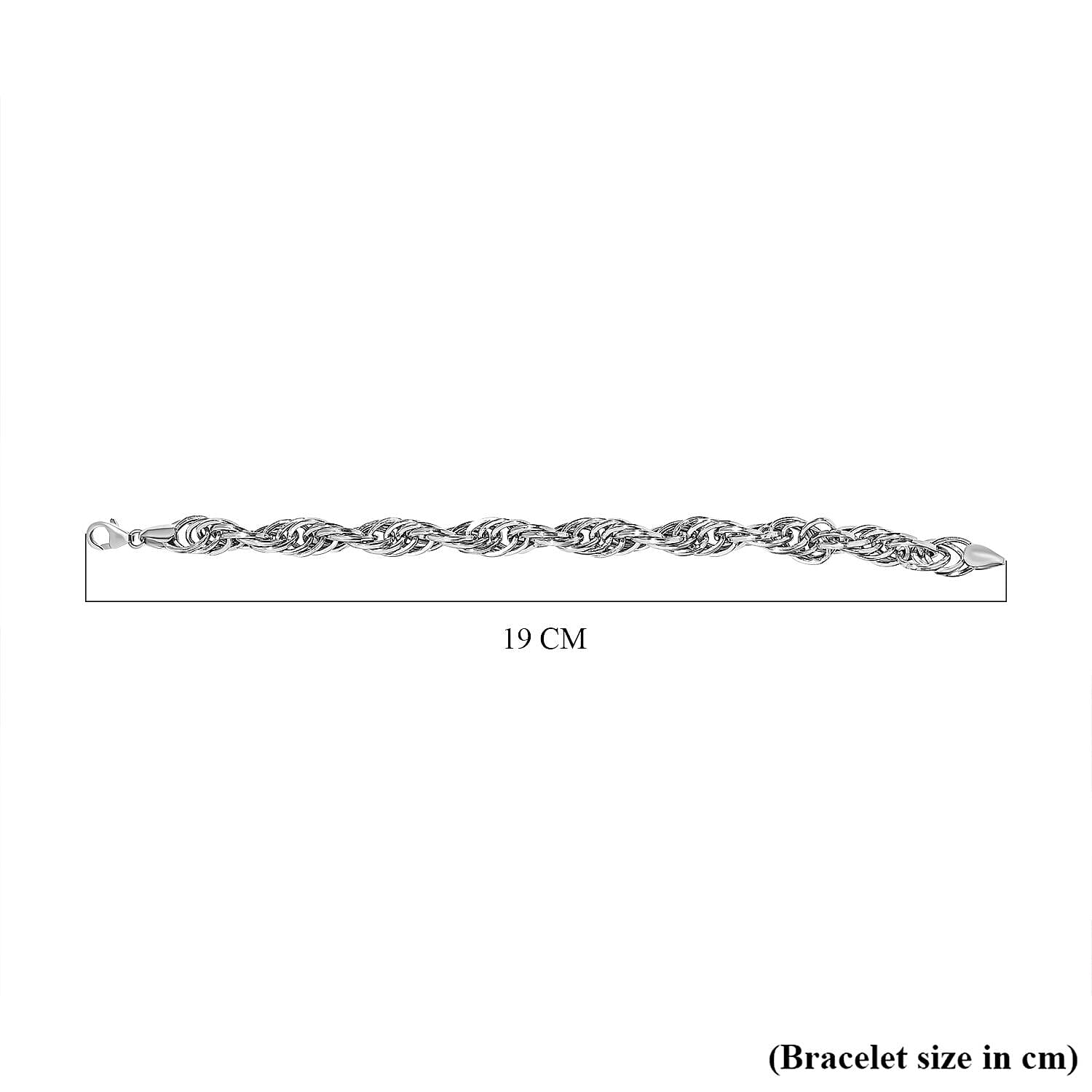 Platinum Overlay Sterling Silver Prince of Wales Bracelet (Size - 7.5), Silver Wt. 10.96 Gms 7320147 5
