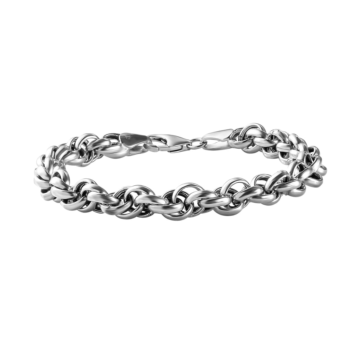 One Time Close Out Deal- Platinum Overlay Sterling Silver Bracelet (Size - 7.5) 7165182 0
