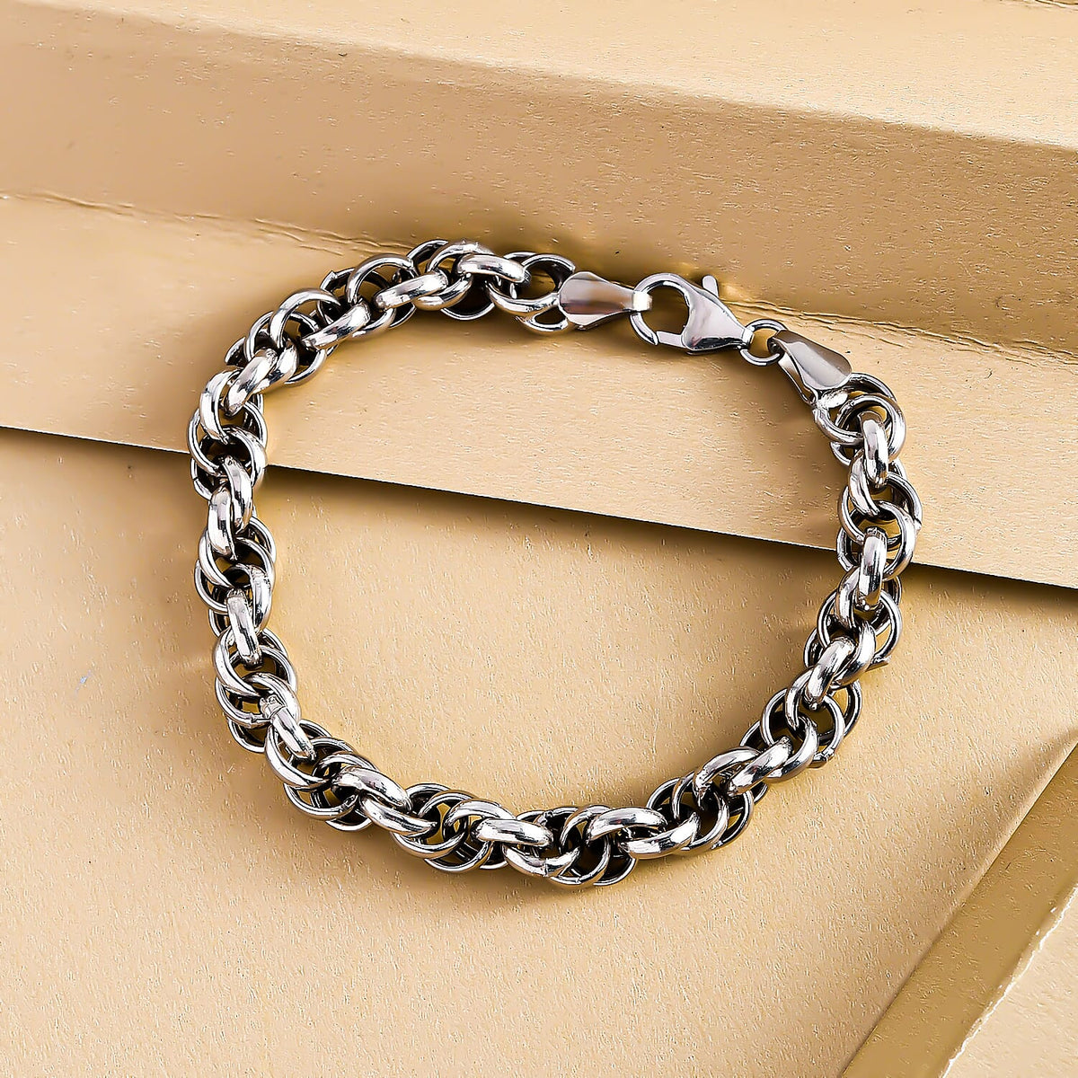 One Time Close Out Deal- Platinum Overlay Sterling Silver Bracelet (Size - 7.5) 7165182 1