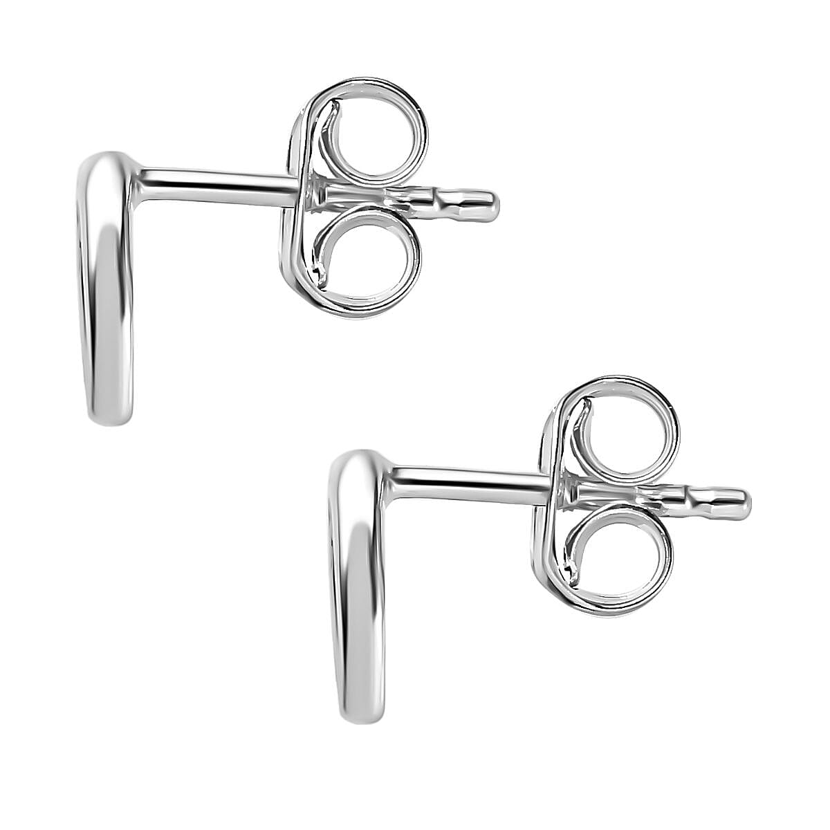 Circle Earrings in Sterling Silver with Platinum Overlay (with Push Post) 7340930 4
