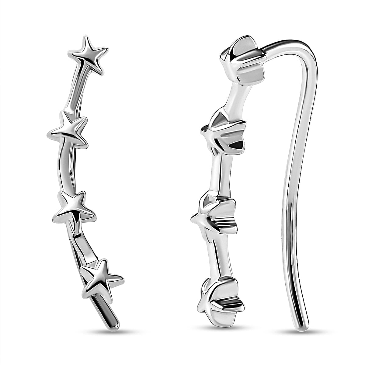 Platinum Overlay Sterling Silver Climber Earrings 7511018 0