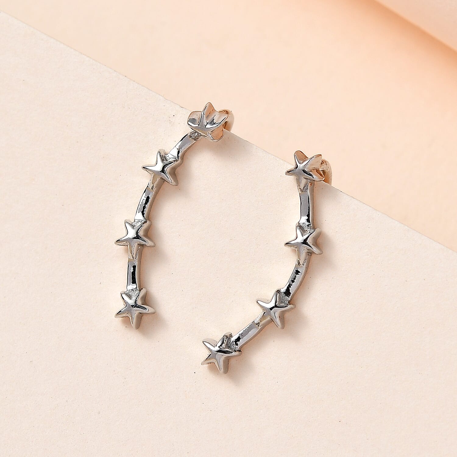 Platinum Overlay Sterling Silver Climber Earrings 7511018 2