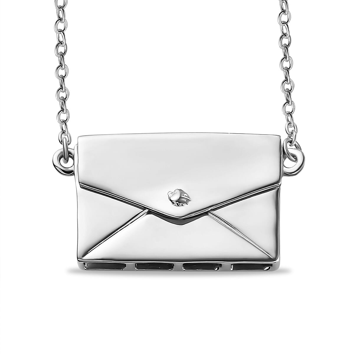 Platinum Overlay Sterling Silver Envelope Necklace (Size 20), Silver wt 7.22 Gms 3724832 0
