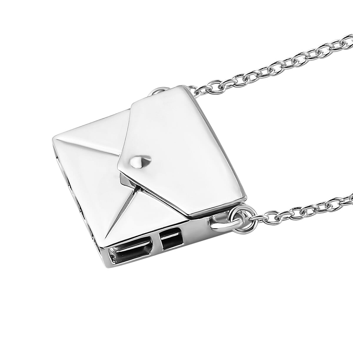Platinum Overlay Sterling Silver Envelope Necklace (Size 20), Silver wt 7.22 Gms 3724832 7