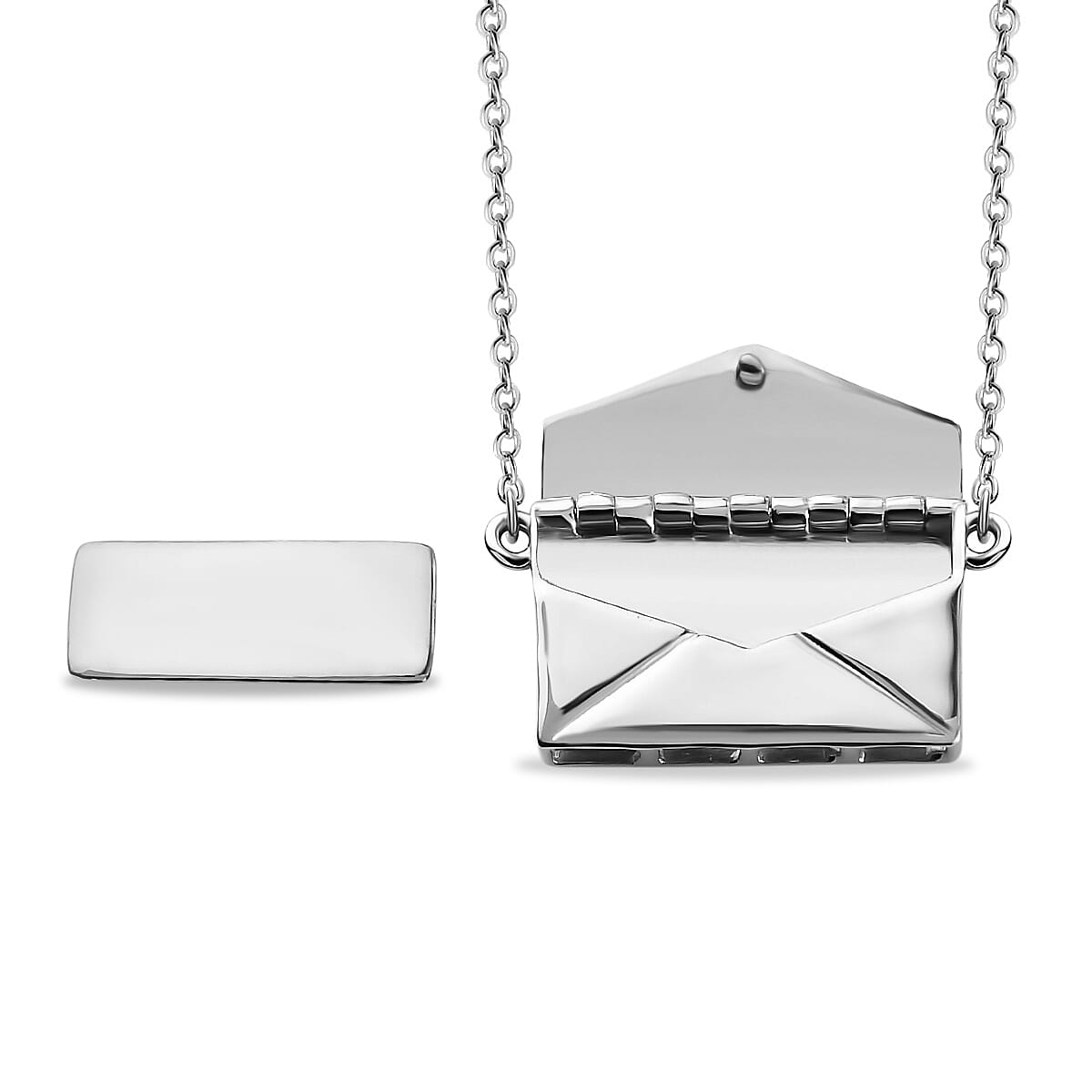 Platinum Overlay Sterling Silver Envelope Necklace (Size 20), Silver wt 7.22 Gms 3724832 9