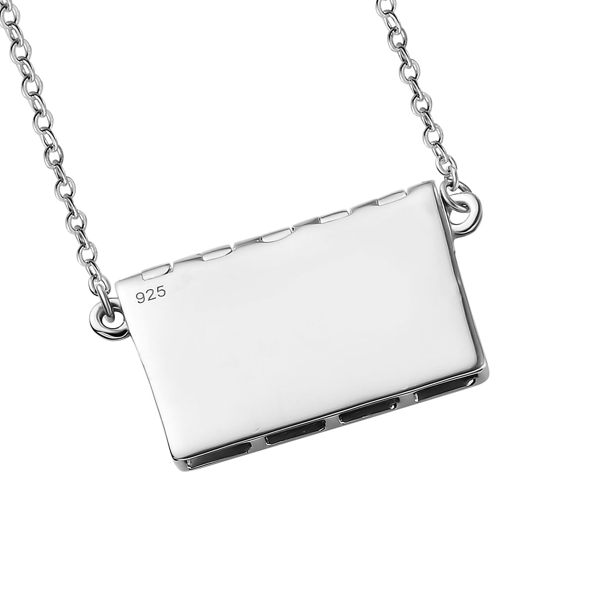 Platinum Overlay Sterling Silver Envelope Necklace (Size 20), Silver wt 7.22 Gms 3724832 11