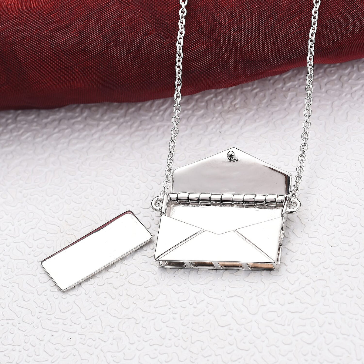 Platinum Overlay Sterling Silver Envelope Necklace (Size 20), Silver wt 7.22 Gms 3724832 15