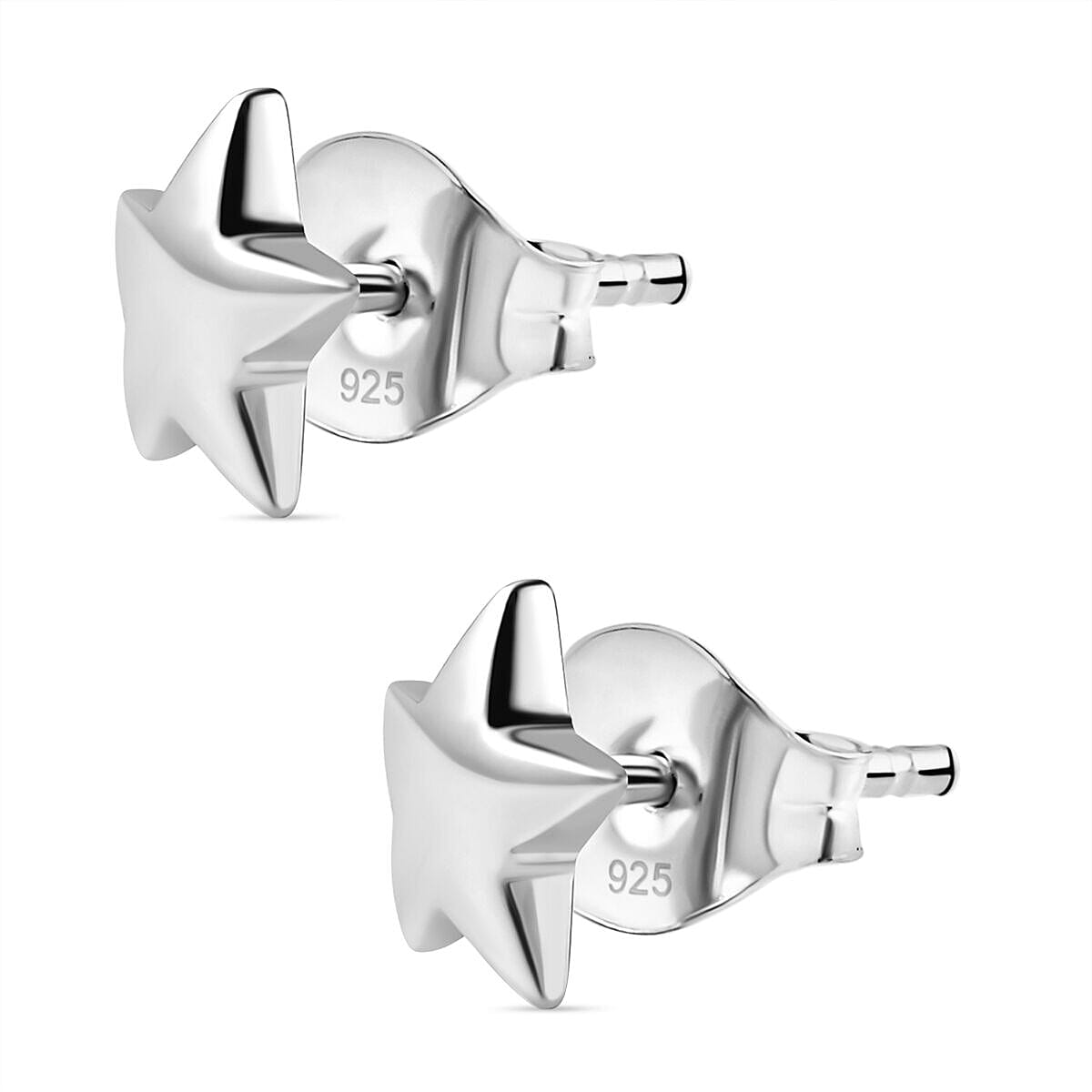Star Stud Earrings in Sterling Silver with Platinum Plating (With Push Post) 7340662 4