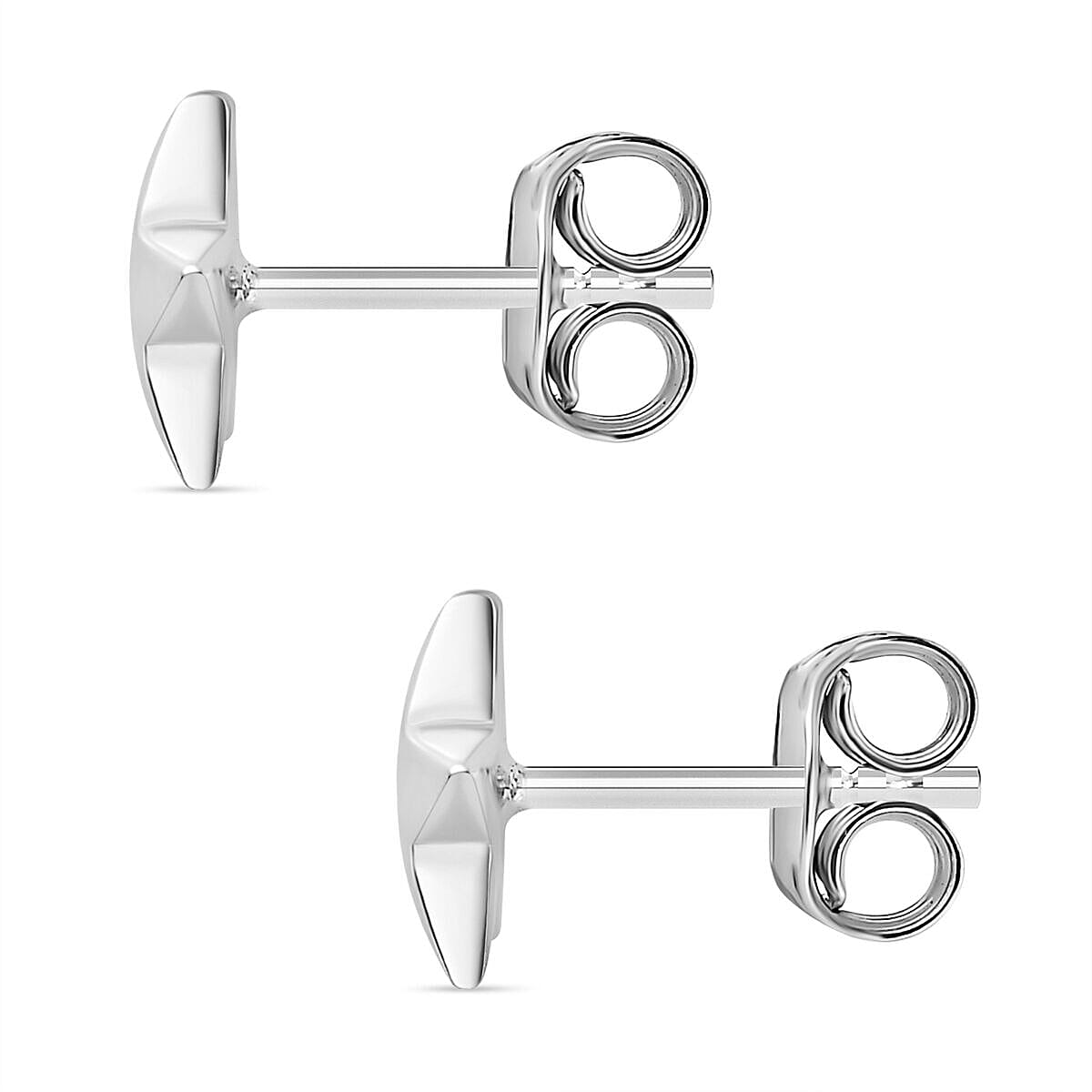 Star Stud Earrings in Sterling Silver with Platinum Plating (With Push Post) 7340662 5
