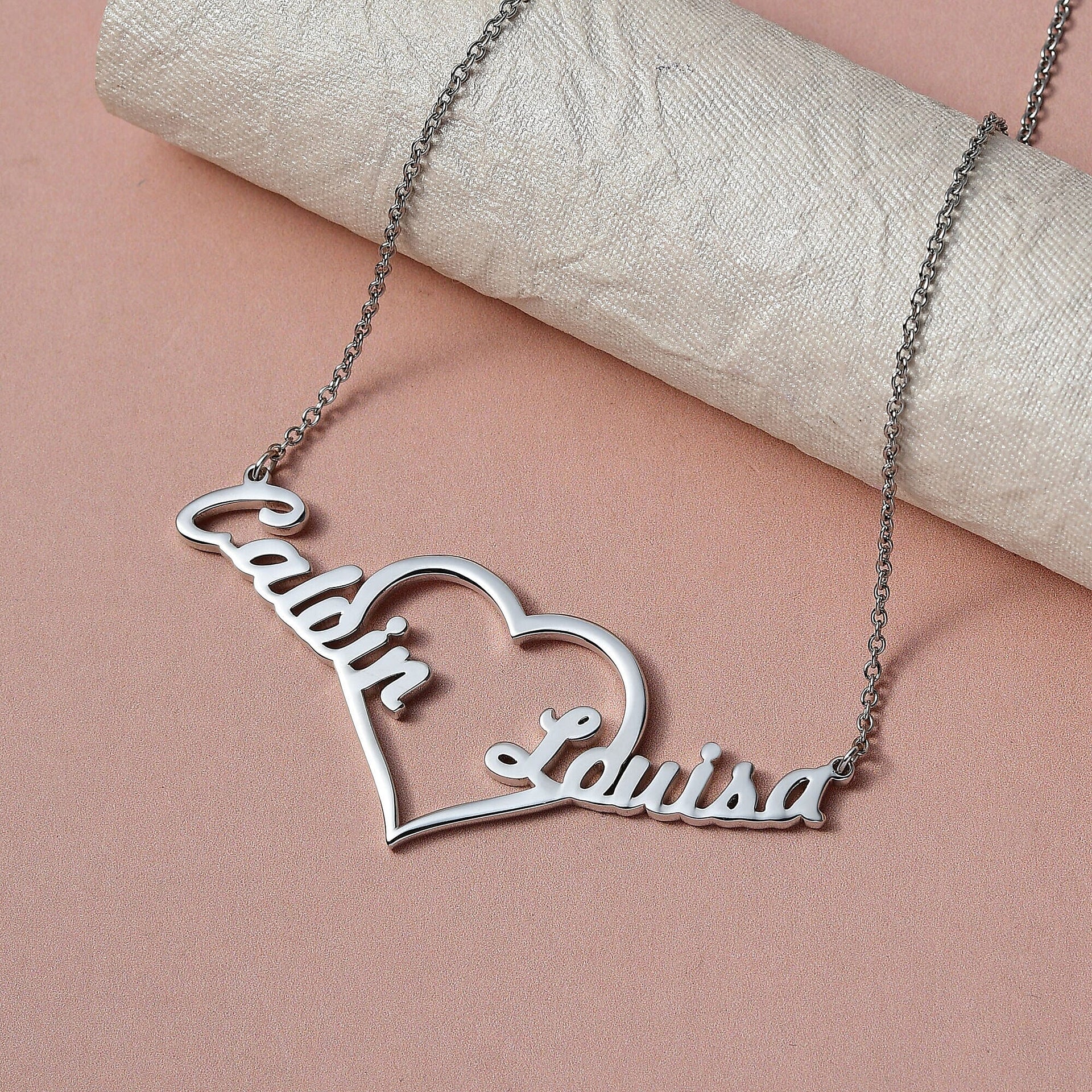 Platinum Overlay Sterling Silver Heart Necklace (Size - 20) with Lobster Clasp, Silver Wt. 8.60 Gms. 7208622 0