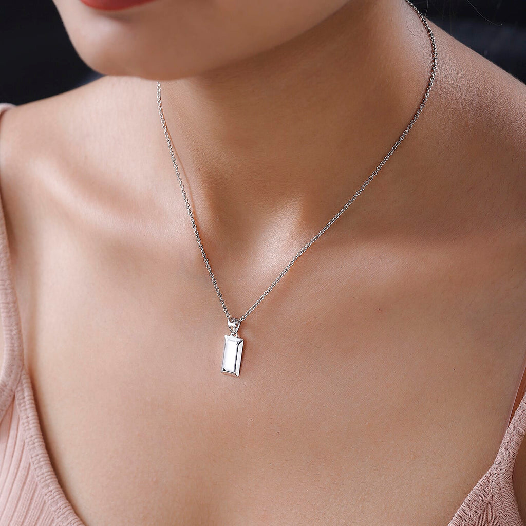 CloseOut Deal- Platinum Overlay Sterling Silver Bar Pendant