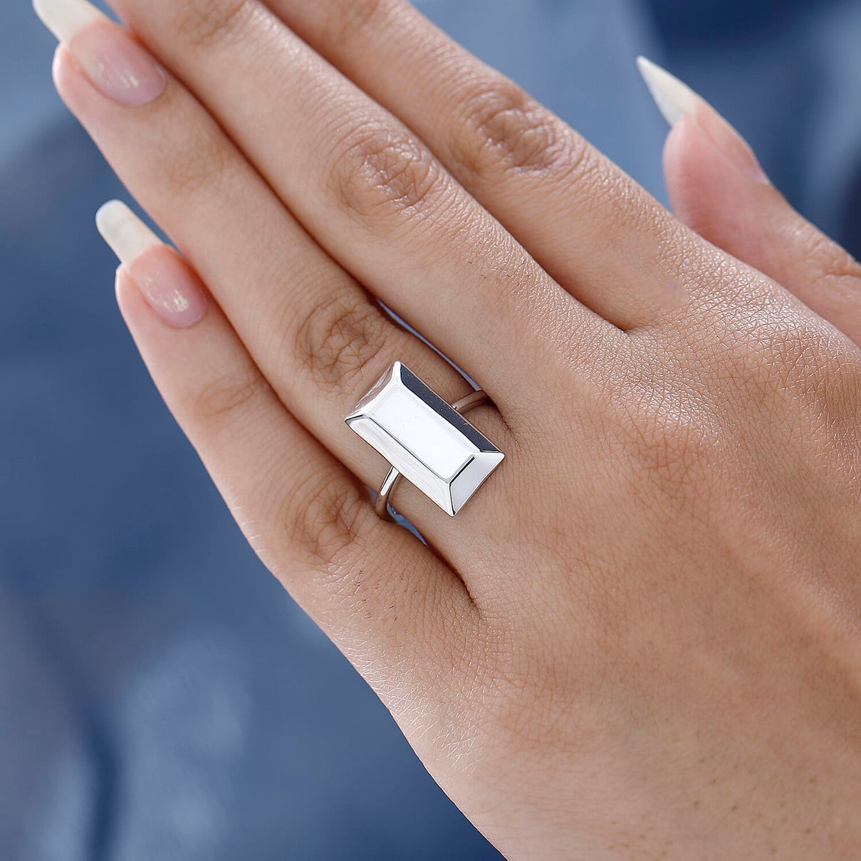 Platinum Overlay Sterling Silver Bar Ring 7571931 2