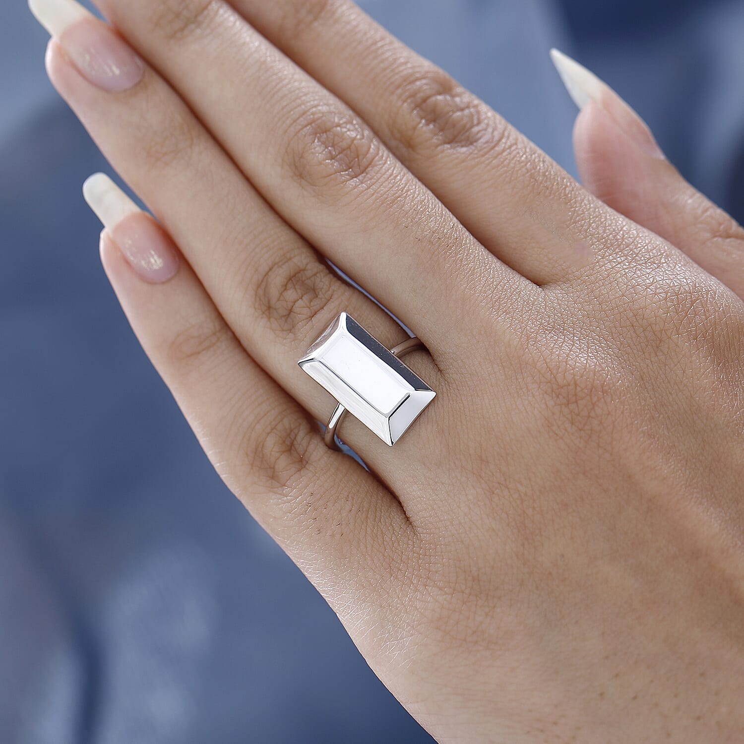Platinum Overlay Sterling Silver Bar Ring 7571931 2