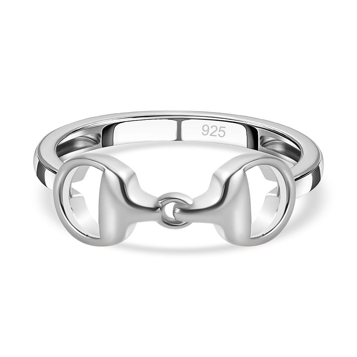 Platinum Overlay Sterling Silver Snaffle Ring 7723341 0