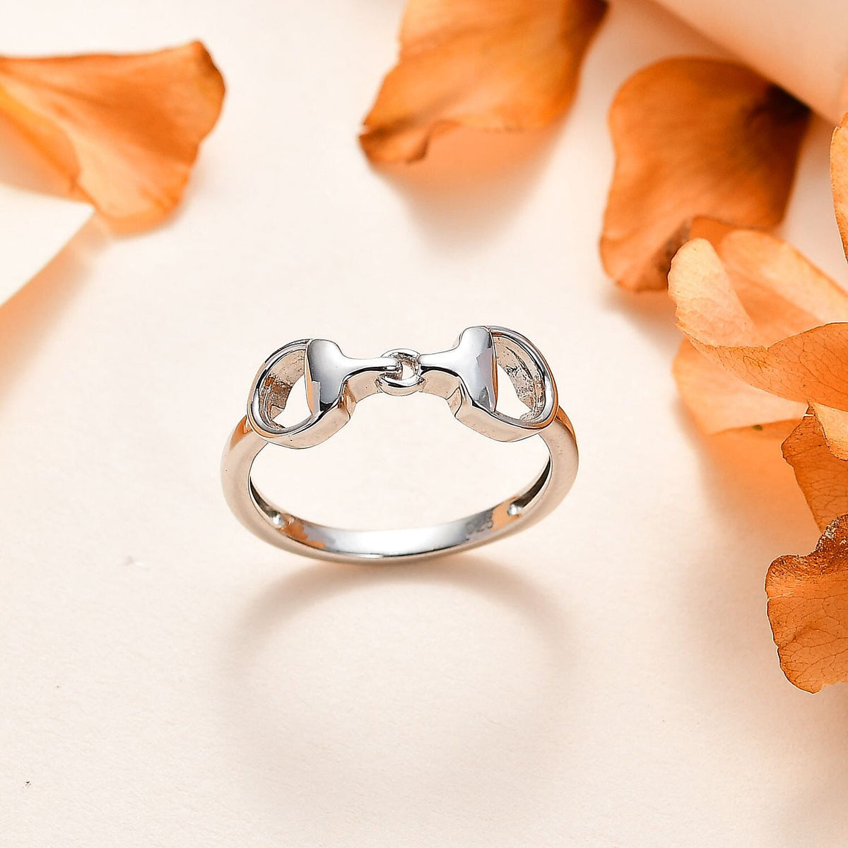 Platinum Overlay Sterling Silver Snaffle Ring 7723341 1
