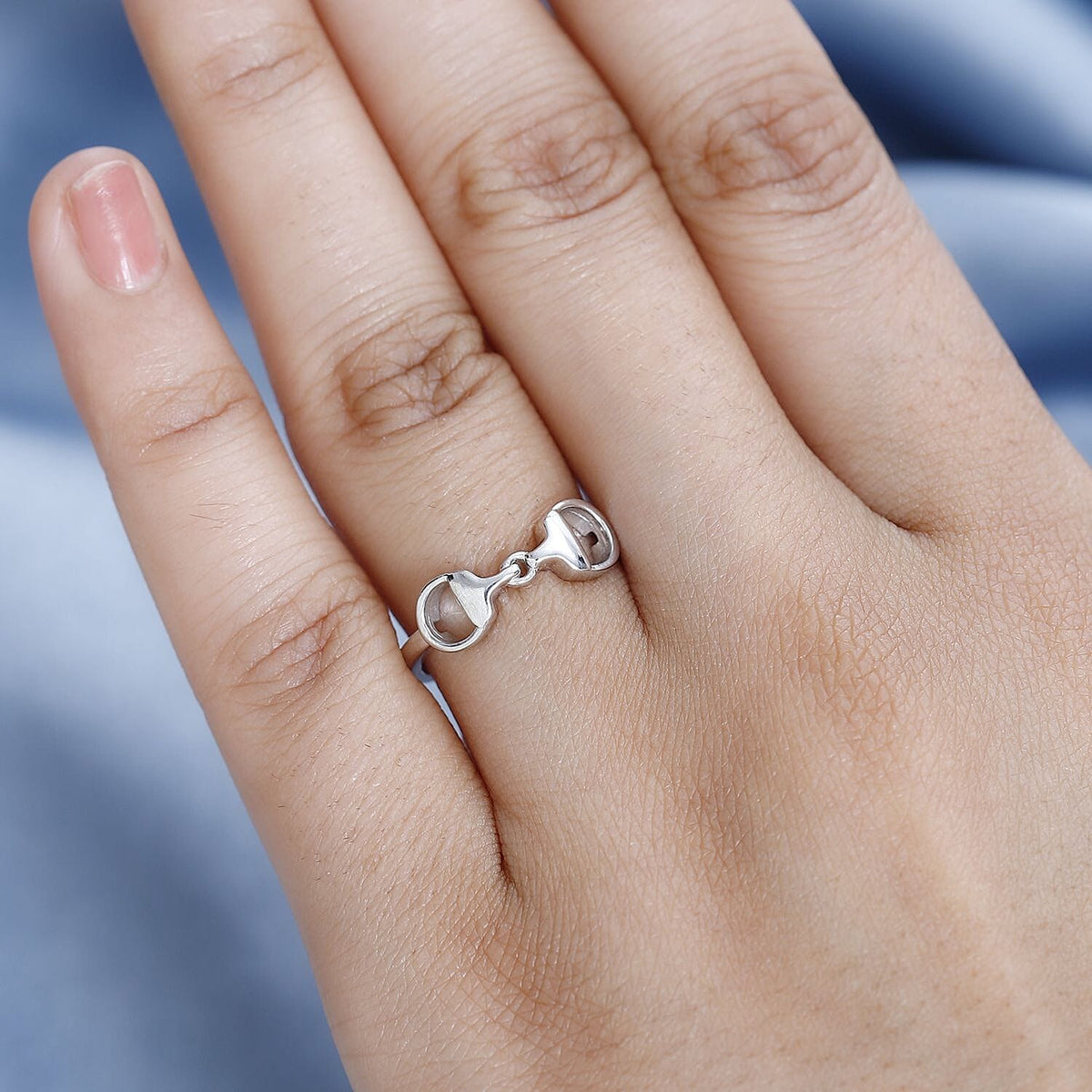 Platinum Overlay Sterling Silver Snaffle Ring 7723341 2
