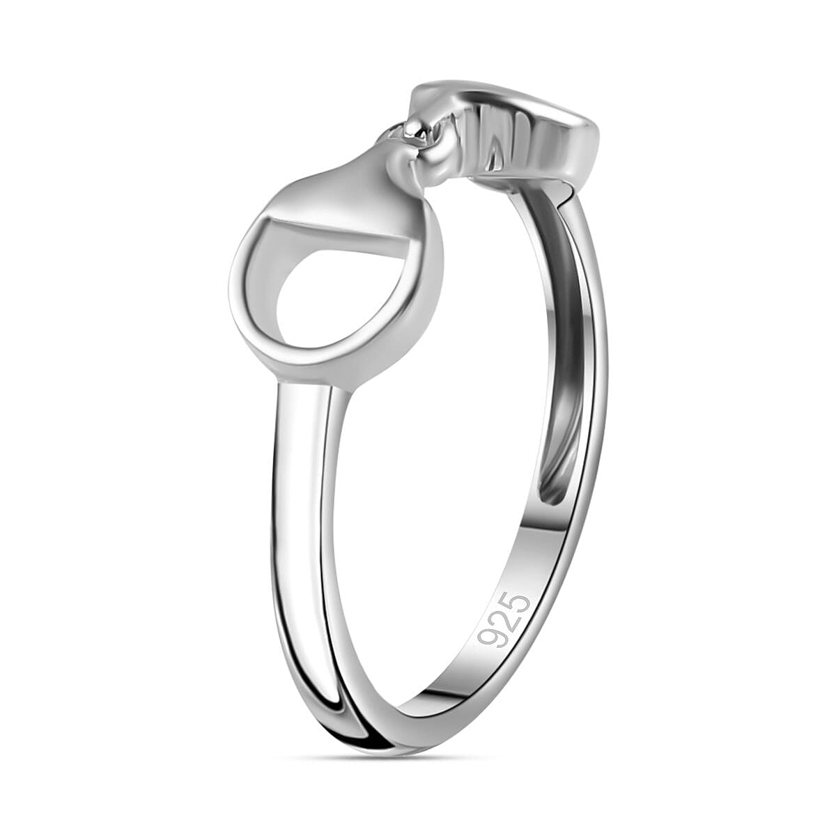 Platinum Overlay Sterling Silver Snaffle Ring 7723341 3