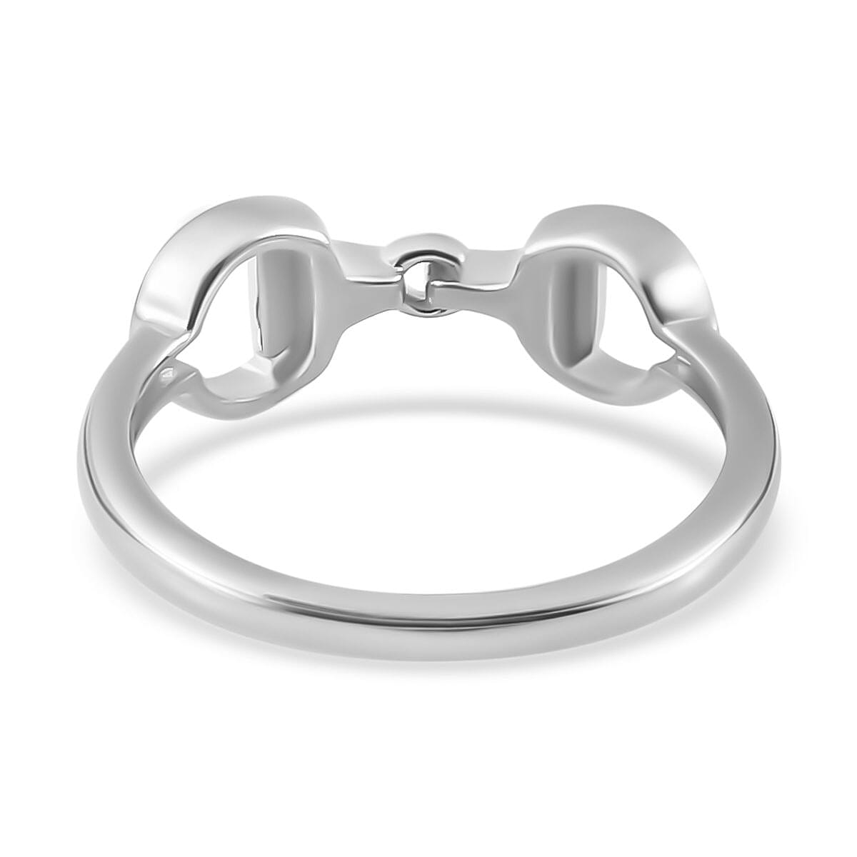 Platinum Overlay Sterling Silver Snaffle Ring 7723341 4