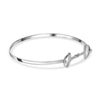 Designer Inspired Platinum Overlay Sterling Silver Snaffle Bangle (Size 7.5)
